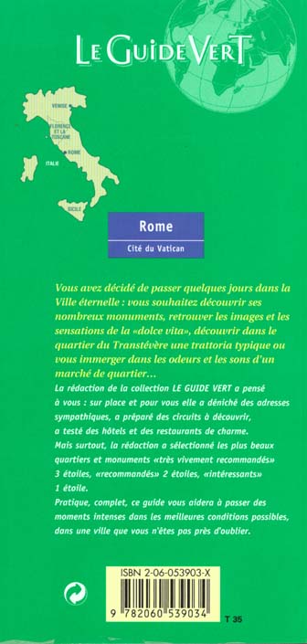 Quatrième de couverture de « GDE VERT ROME »
