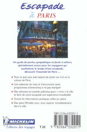 Quatrième de couverture de « 6332: GUIDE ESCAPADE ; PARIS EN ANGLAIS »