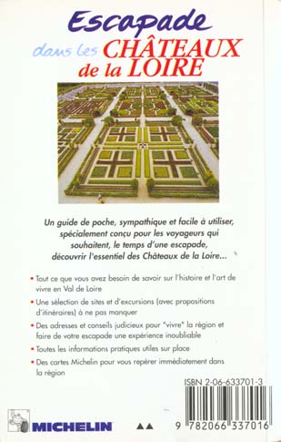 Quatrième de couverture de « 6337: GUIDE ESCAPADE ; CHATEAUX DE LA LOIRE EN FRANCAIS »