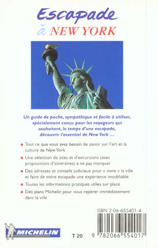 Quatrième de couverture de « 6554: GUIDE ESCAPADE ; NEW-YORK EN FRANCAIS »