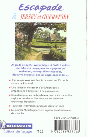 Quatrième de couverture de « 6577: GUIDE ESCAPADE ; JERSEY GUERNESEY (AURIGNY, SERCQ ET HERM) EN FRANCAIS »