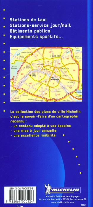 Quatrième de couverture de « PLAN PARIS N 10 + REPERTOIRE »