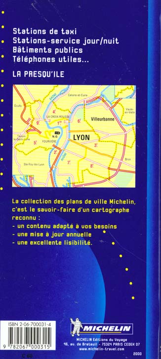 Quatrième de couverture de « PLAN DE LYON/VILLEURBANNE AVEC INDEX »