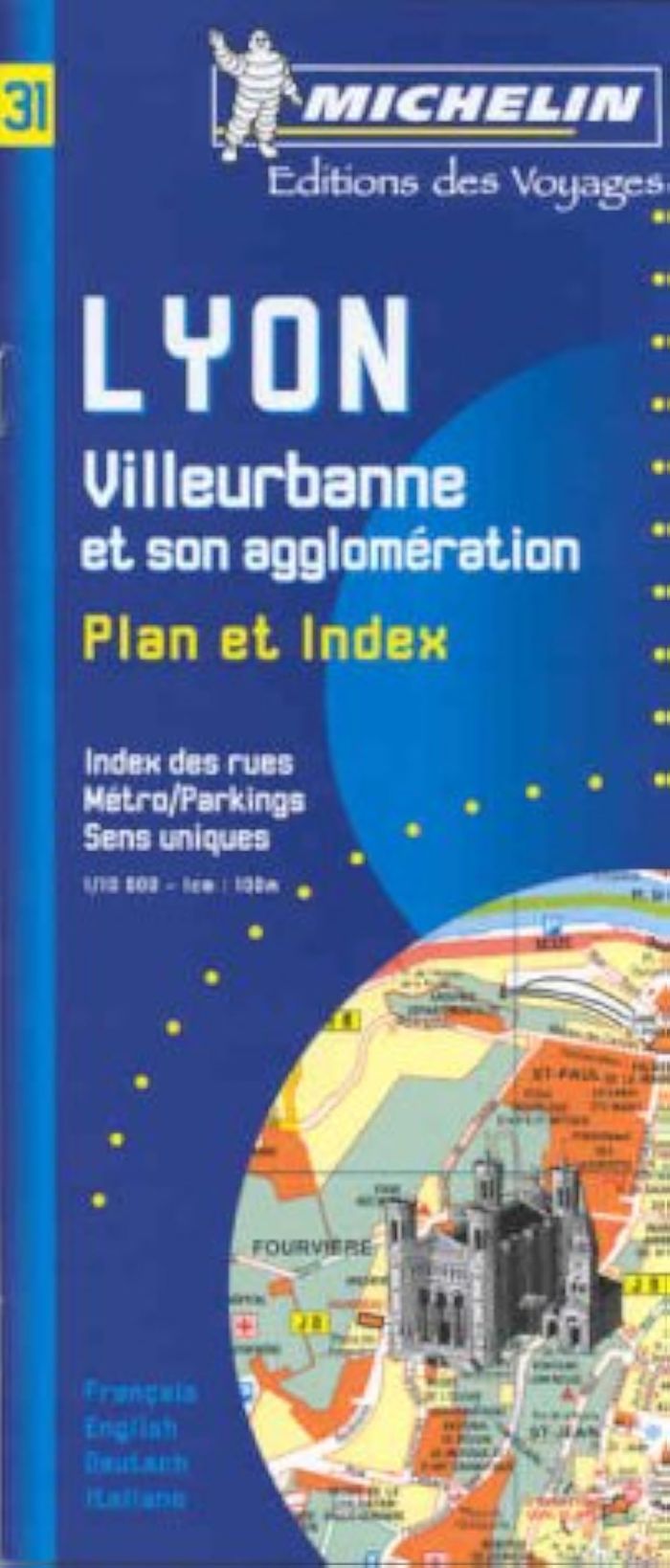 Couverture du livre « PLAN DE LYON/VILLEURBANNE AVEC INDEX » de Xxx, librairie Les Contes Infusés à Corte