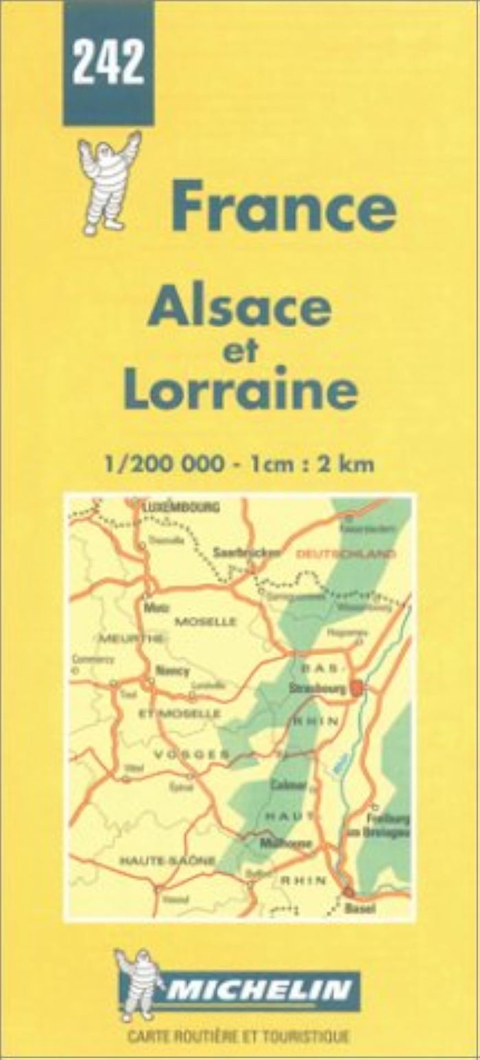 Couverture du livre « 242: CARTES REGIONALES ; ALSACE ET LORRAINE AU 1/200000 » de Michelin, librairie Les Contes Infusés à Corte