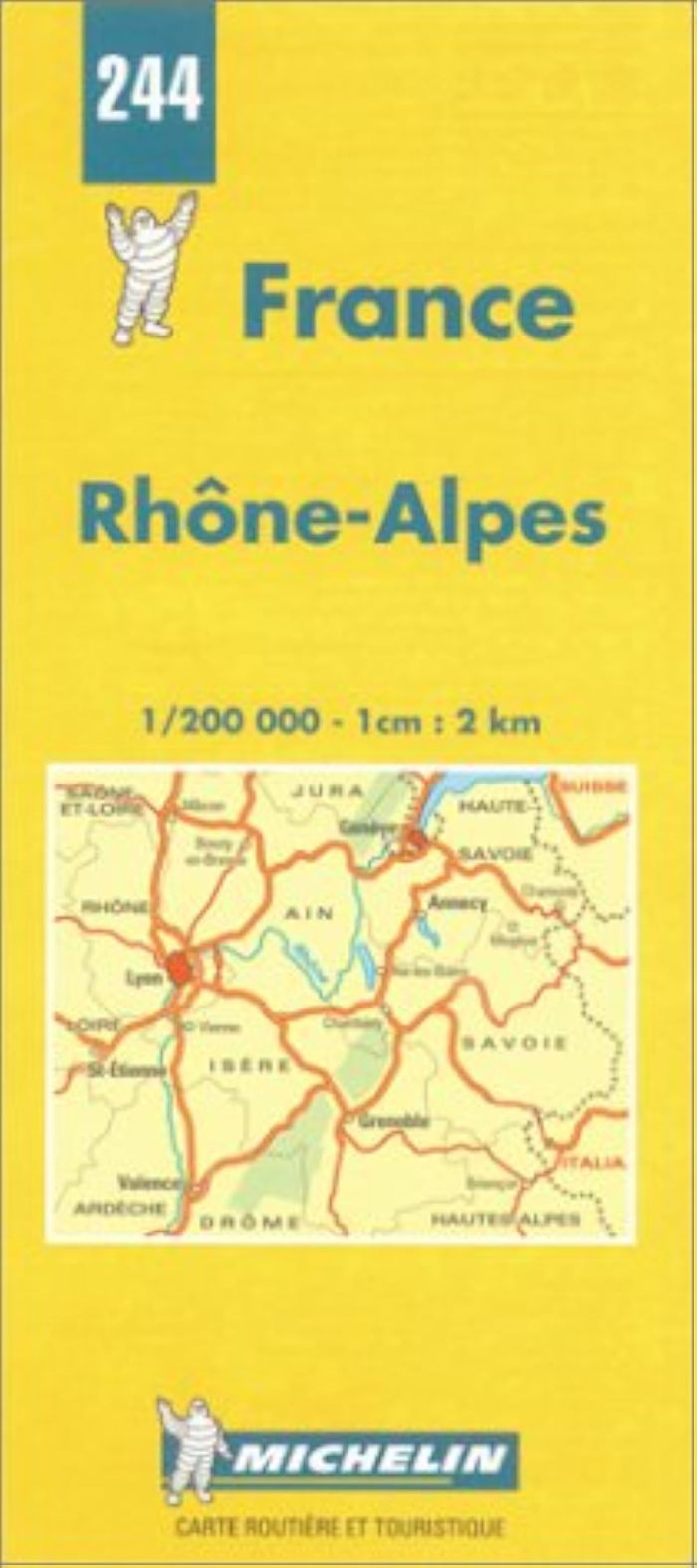 Couverture du livre « 244: CARTES REGIONALES ; RHONE ALPES  AU 1/200000 » de Michelin, librairie Les Contes Infusés à Corte