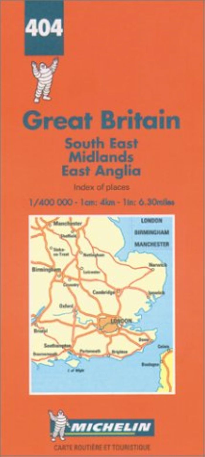 Couverture du livre « 404: CARTES REGIONALES ; SOUTH EAST, MIDLANDS, EAST ANGLIA AU 1/400000 » de Michelin, librairie Les Contes Infusés à Corte