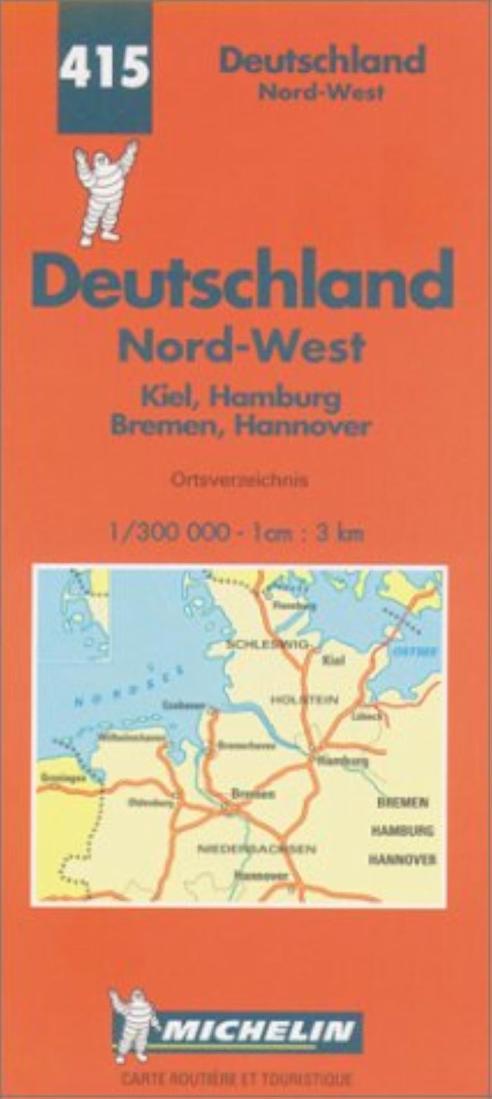 Couverture du livre « 415: CARTES REGIONALES ; NORD-WEST  AU 1/300000 » de Michelin, librairie Les Contes Infusés à Corte