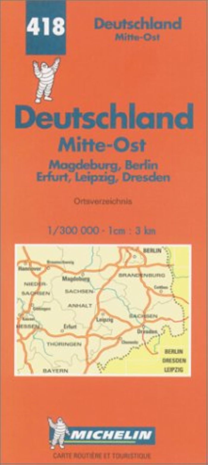 Couverture du livre « 418: CARTES REGIONALES ; MITTE-OST AU 1/300000 » de Michelin, librairie Les Contes Infusés à Corte