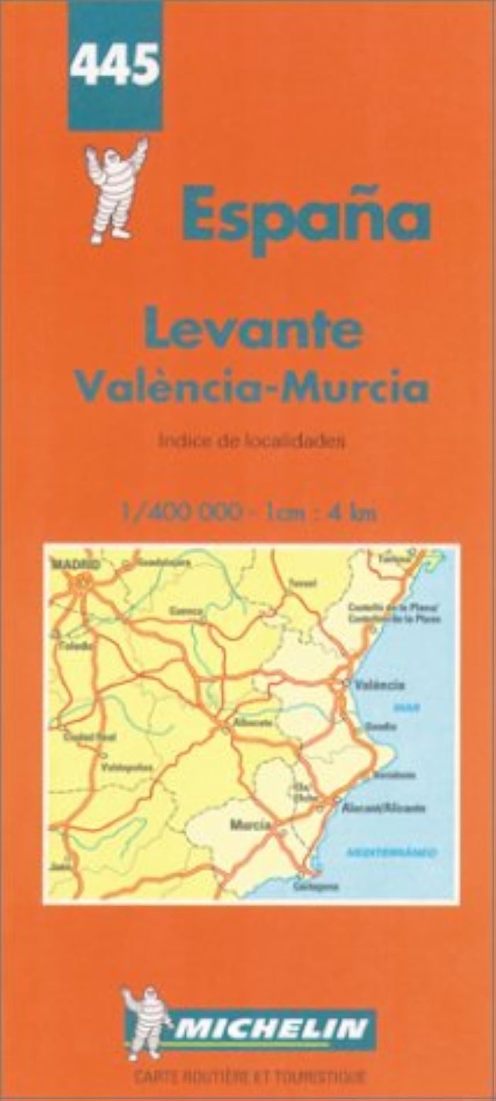 Couverture du livre « 445: CARTES REGIONALES ; LEVANTE  AU 1/400000 » de Michelin, librairie Les Contes Infusés à Corte