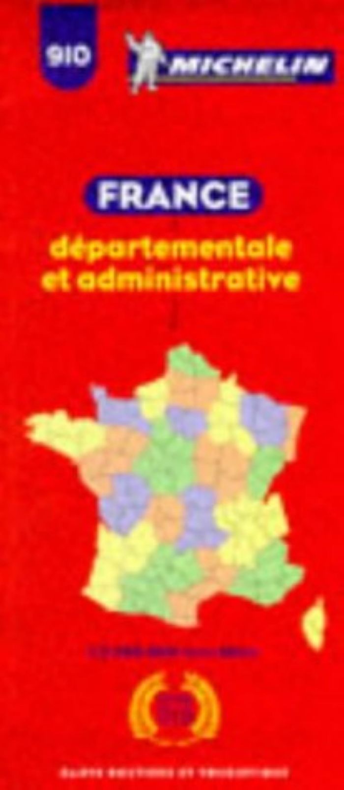 Couverture du livre « 910: CARTES PAYS ; FRANCE DEPARTEMENTALE ET ADMINISTRATIVE AU 1/2200000 » de Michelin, librairie Les Contes Infusés à Corte