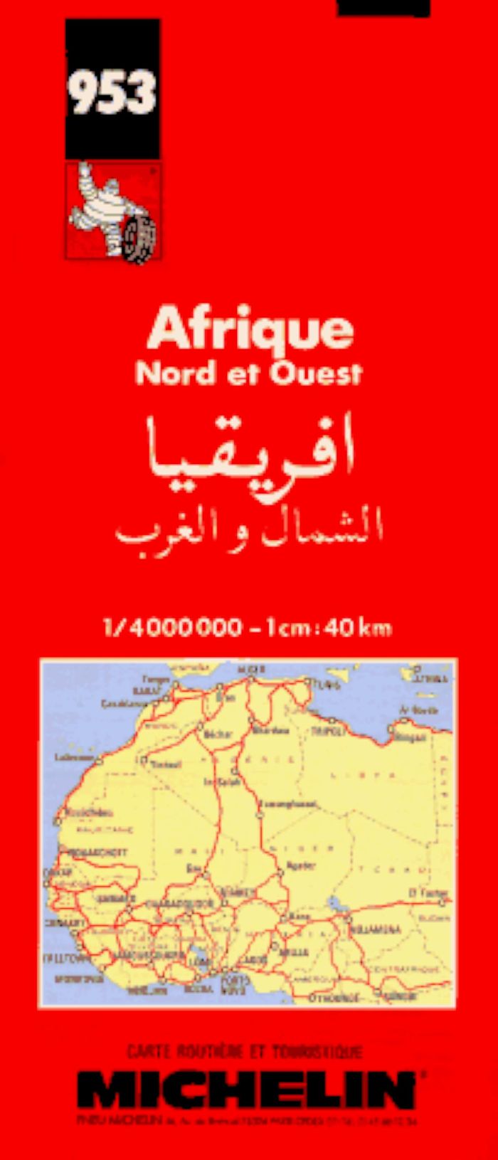 Couverture du livre « 953: CARTES PAYS ; AFRIQUE NORD ET OUEST AU 1/4000000 » de Michelin, librairie Les Contes Infusés à Corte