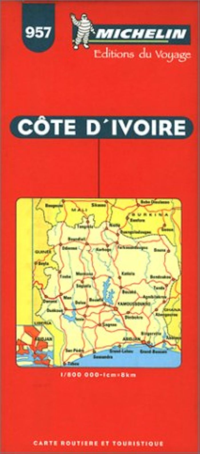 Couverture du livre « 957: CARTES PAYS ; COTE D'IVOIRE AU 1/800000 », librairie Les Contes Infusés à Corte