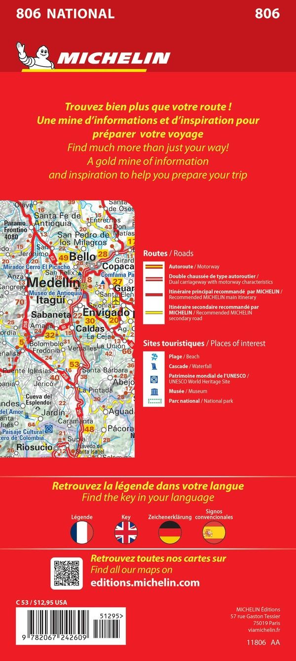 Quatrième de couverture de « CARTE NATIONALE COLOMBIE / COLOMBIA »