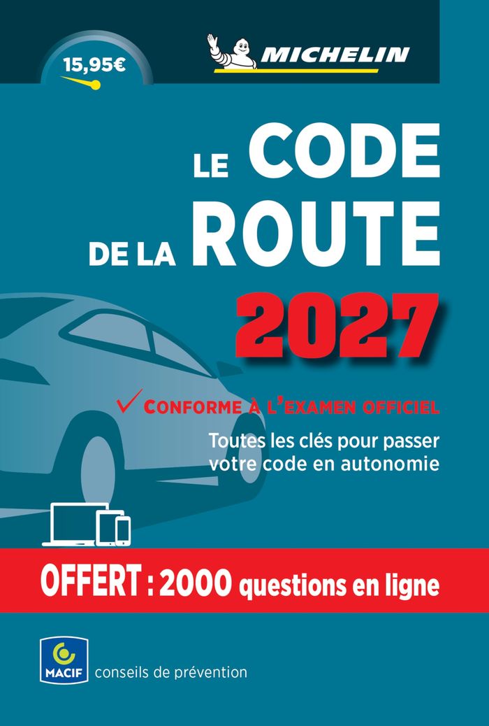 Couverture du livre « LE CODE DE LA ROUTE MICHELIN 2027 », librairie Les Contes Infusés à Corte