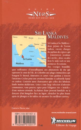 Quatrième de couverture de « 8510: GUIDE NEOS ; SRI LANKA MALDIVES EN FRANCAIS »