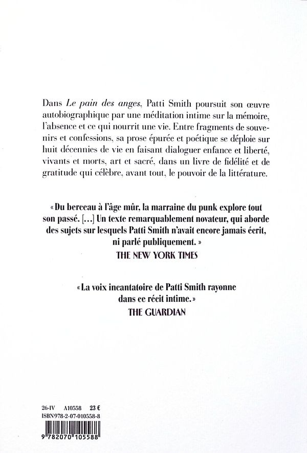 Quatrième de couverture de « LE PAIN DES ANGES »