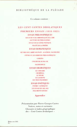 Quatrième de couverture de « OEUVRES DIVERSES - VOL01 »