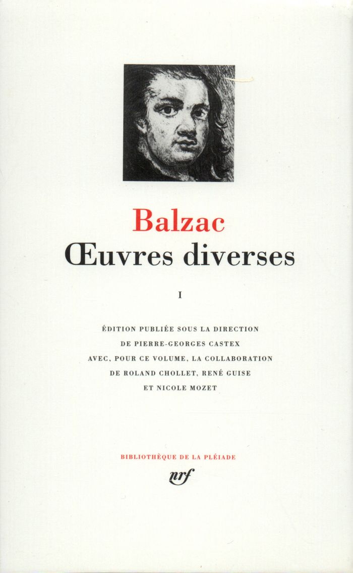 Couverture du livre « OEUVRES DIVERSES - VOL01 » de Balzac Honore De, librairie Les Contes Infusés à Corte
