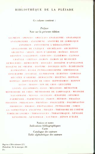 Quatrième de couverture de « LES PRESOCRATIQUES »