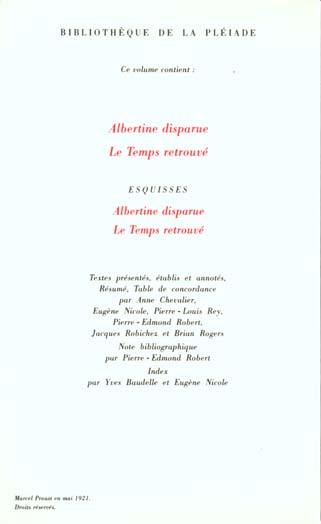 Quatrième de couverture de « A LA RECHERCHE DU TEMPS PERDU - VOL04 »