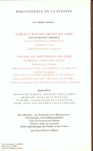 Quatrième de couverture de « OEUVRES COMPLETES - VOL01 - FABLES - CONTES ET NOUVELLES »