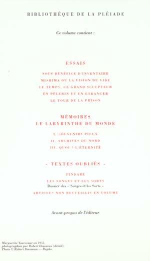 Quatrième de couverture de « ESSAIS ET MEMOIRES »
