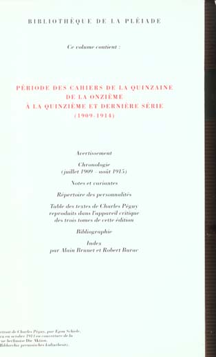 Quatrième de couverture de « OEUVRES EN PROSE COMPLETES - VOL03 - PERIODE DES "CAHIERS DE LA QUINZAINE" DE LA ONZIEME A LA QUINZI »