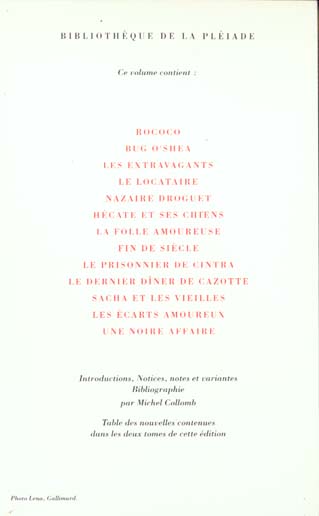Quatrième de couverture de « NOUVELLES COMPLETES - VOL02 »