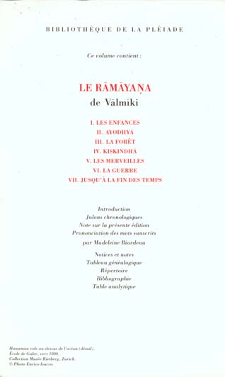Quatrième de couverture de « LE RAMAYANA »