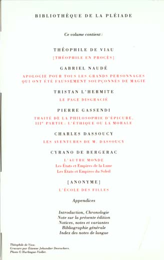 Quatrième de couverture de « LIBERTINS DU XVII SIECLE - VOL01 »
