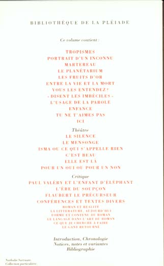 Quatrième de couverture de « OEUVRES COMPLETES »
