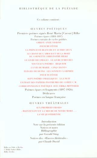 Quatrième de couverture de « OEUVRES POETIQUES ET THEATRALES »