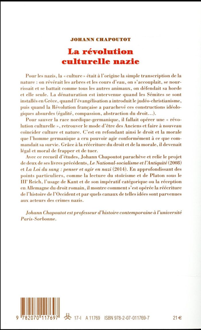 Quatrième de couverture de « La révolution culturelle nazie »
