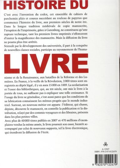 Quatrième de couverture de « HISTOIRE DU LIVRE »