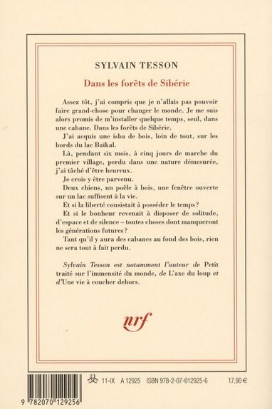 Quatrième de couverture de « Dans les forêts de Sibérie : février-juillet 2010 »