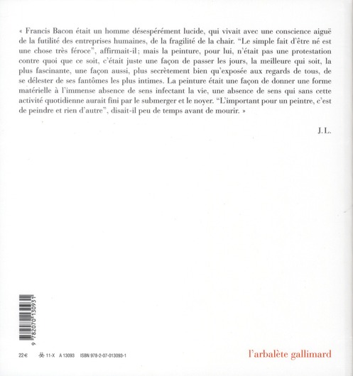 Quatrième de couverture de « Triptyque : trois études sur Francis Bacon »