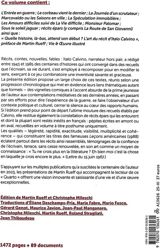 Quatrième de couverture de « Récits »