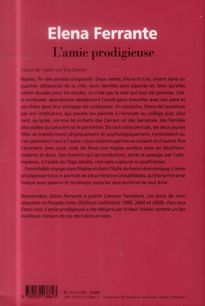 Quatrième de couverture de « L'amie prodigieuse : enfance, adolescence »
