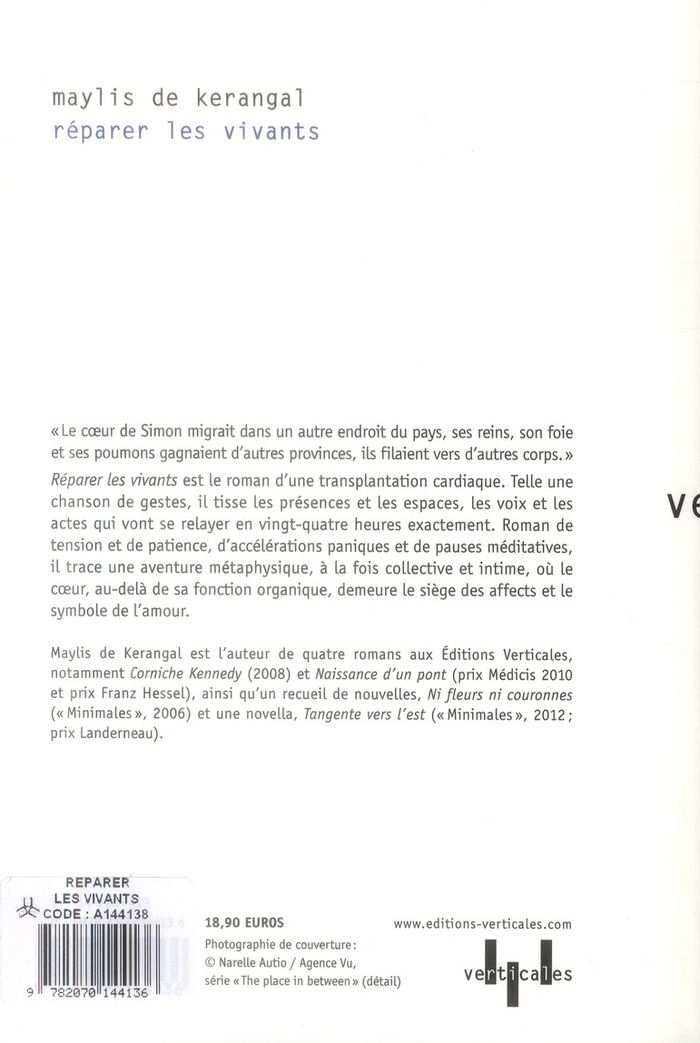 Quatrième de couverture de « Réparer les vivants : roman »