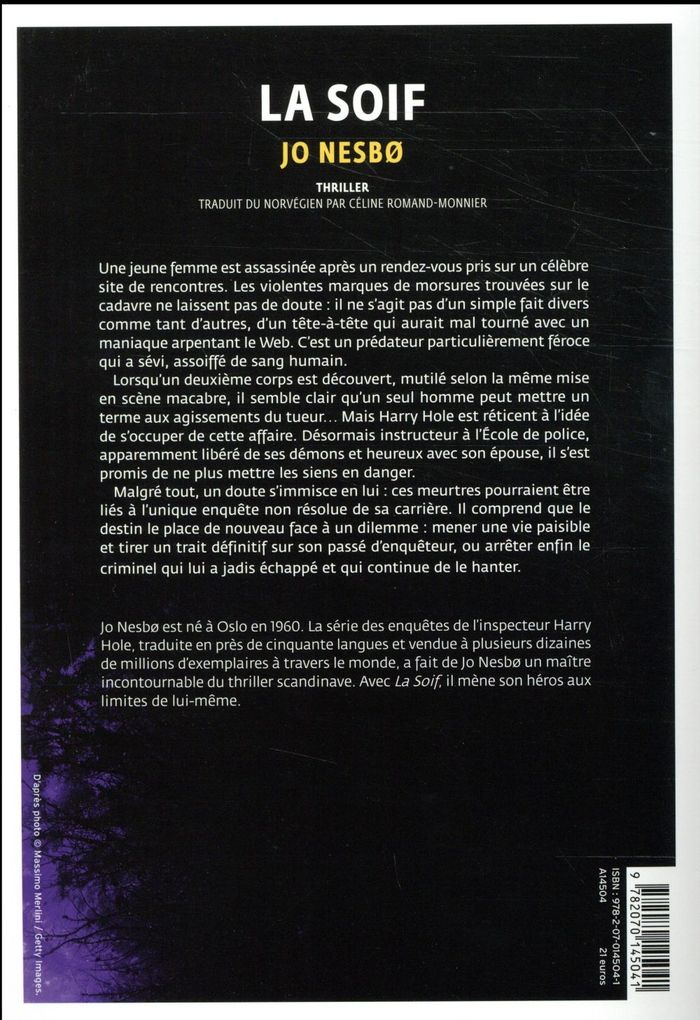Quatrième de couverture de « La soif »