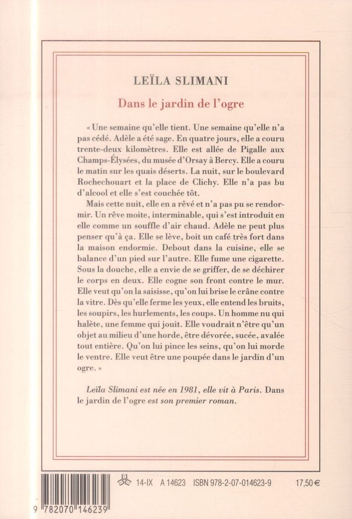 Quatrième de couverture de « Dans le jardin de l'ogre : roman »