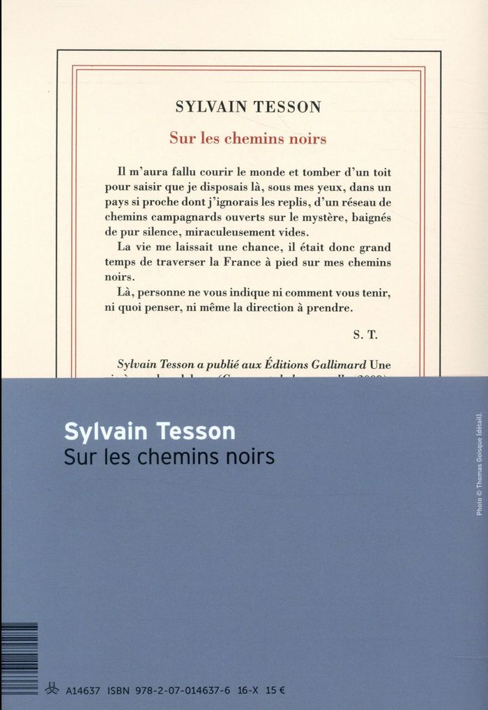 Quatrième de couverture de « Sur les chemins noirs »