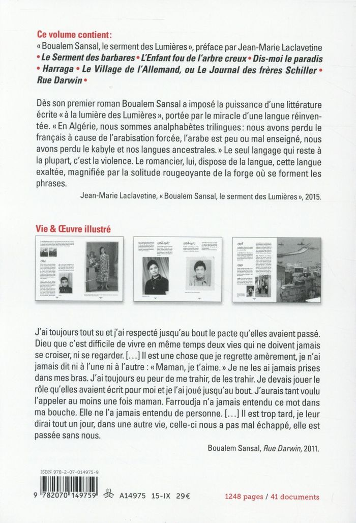 Quatrième de couverture de « Romans 1999-2011 »