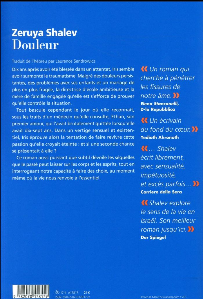 Quatrième de couverture de « Douleur : roman »