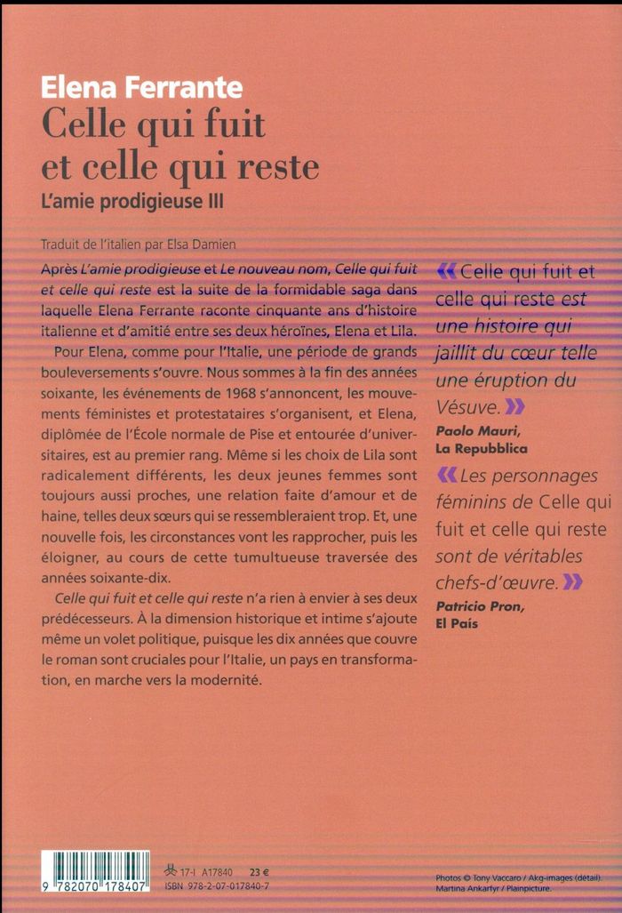 Quatrième de couverture de « Celle qui fuit et celle qui reste : époque intermédiaire »