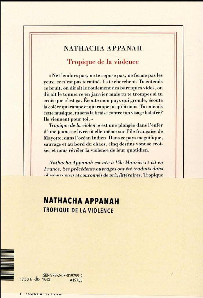 Quatrième de couverture de « Tropique de la violence : roman »