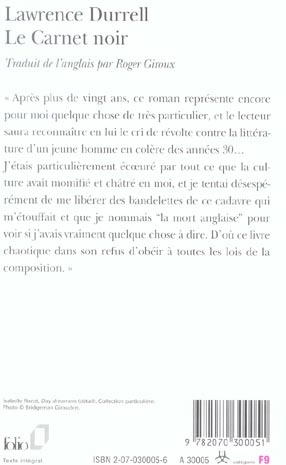 Quatrième de couverture de « LE CARNET NOIR »