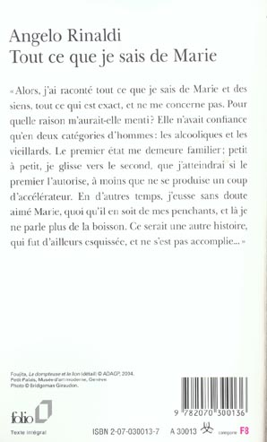 Quatrième de couverture de « TOUT CE QUE JE SAIS DE MARIE »