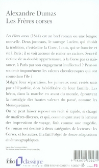 Quatrième de couverture de « LES FRERES CORSES »